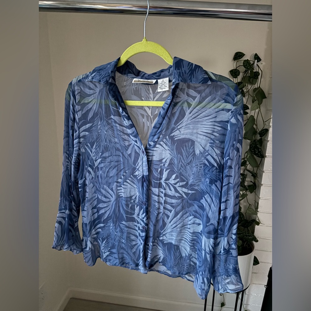 90s Y2k New York City Design Co. Sheer Silk Blouse
